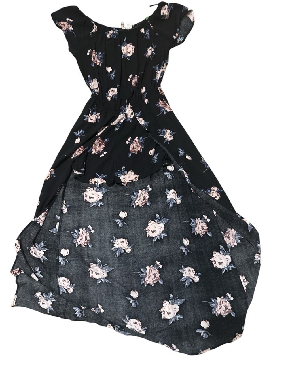 Mimi Chica Black Floral Jumpsuit with Pink Rose Print Of The shoulder Size L - Picture 2 of 3